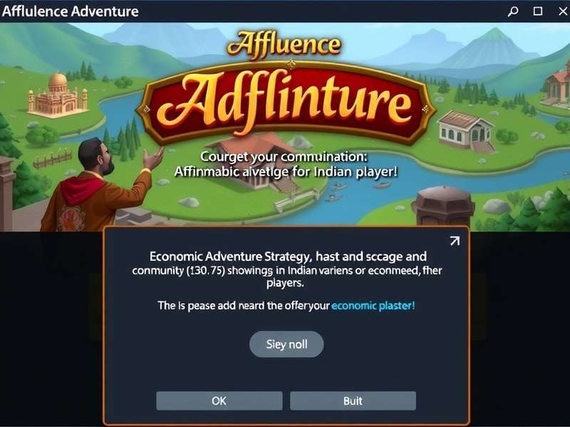 Affluence Adventure gameplay screenshot showing economic strategy elements